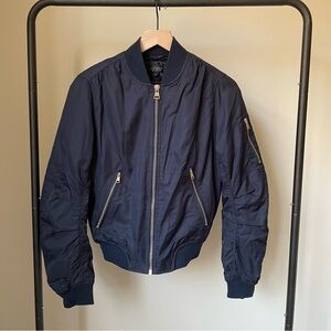 Topshop Bomber Jacket in Navy with Gold Details